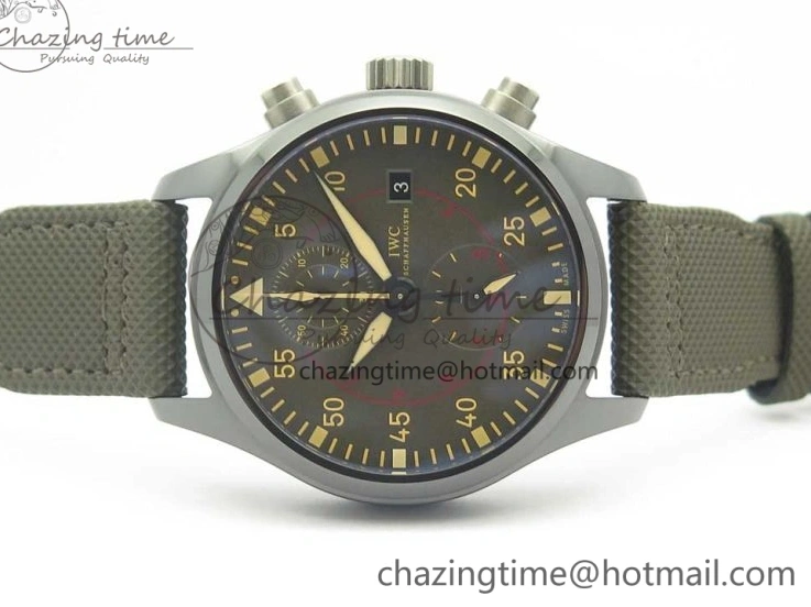 MIROTIME 0519 Classic PILOT IW389001 ZF 1:1 Best Edition Ceramic Case Green Dial on Green Nylon Strap A7750 (Function Same As Genuine) 7160